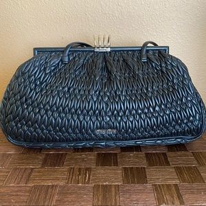 Miu Miu Matelasse Black Leather Pouch Shoulder Bag